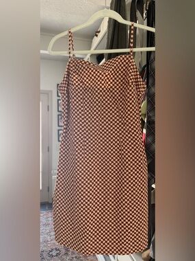 Levi's Checkered Denim Mini Dress Size XS Square Neck 100% Cotton